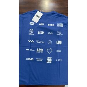 LSKD Grid FLXCotton Oversized Tee Power Cobalt Blue Graphic T-Shirt XL USST0333B